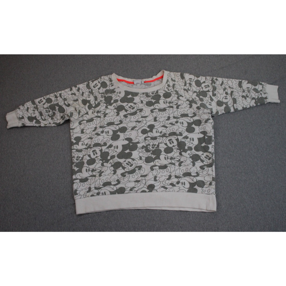 Disney Sweatshirt Womens Size 16 White Mickey Mouse Gray Pullover Crewneck - Picture 1 of 6